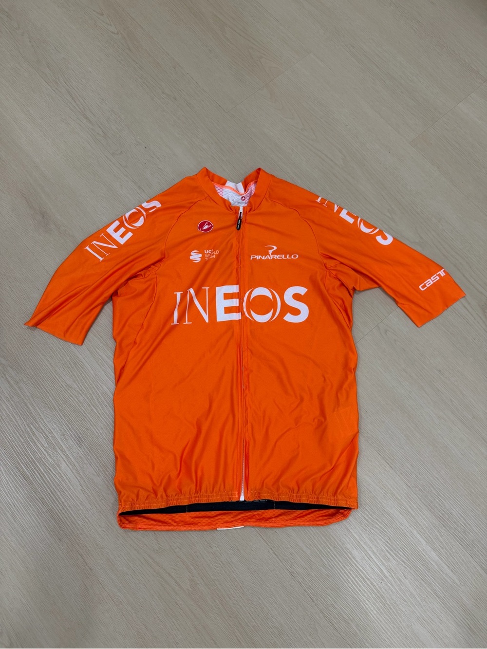 Castelli Ineos Short Sleeve Full Zip Cycling Jersey Orange XL